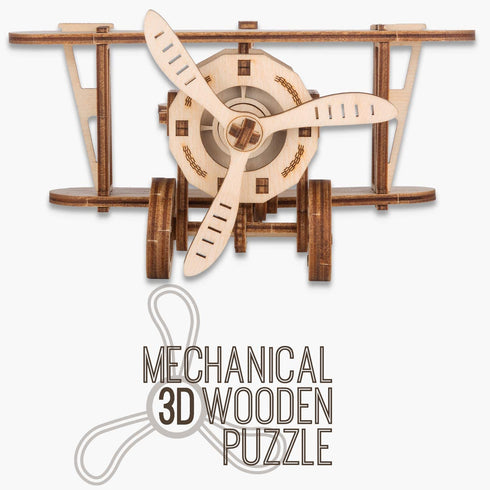3D Wooden Puzzle, Double Wing Aircraft